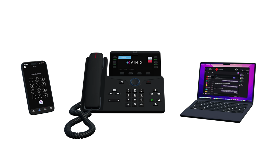 Vinix Global desktop phone, mobile app, and laptop