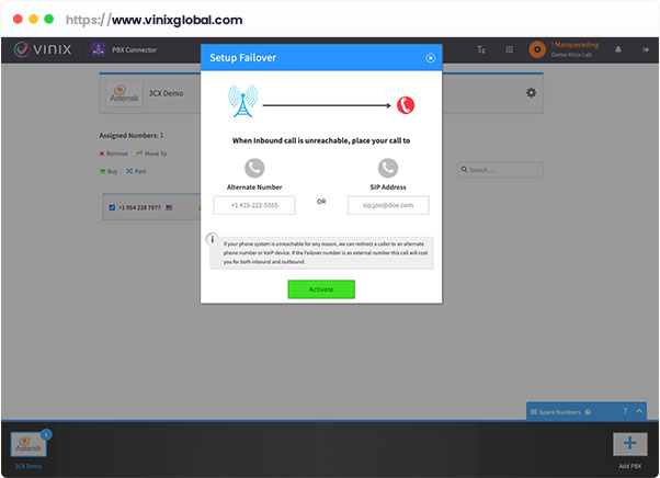 Vinix Failover Management Screenshot