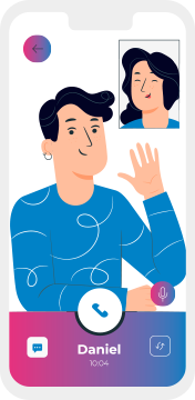 one-to-one Illustration of Video call on Mobile